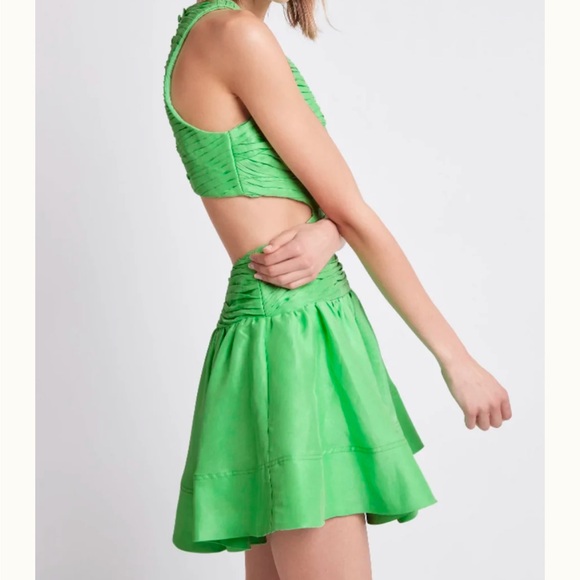AJE Introspect Cut Out Mini Dress GREEN - Picture 4 of 6
